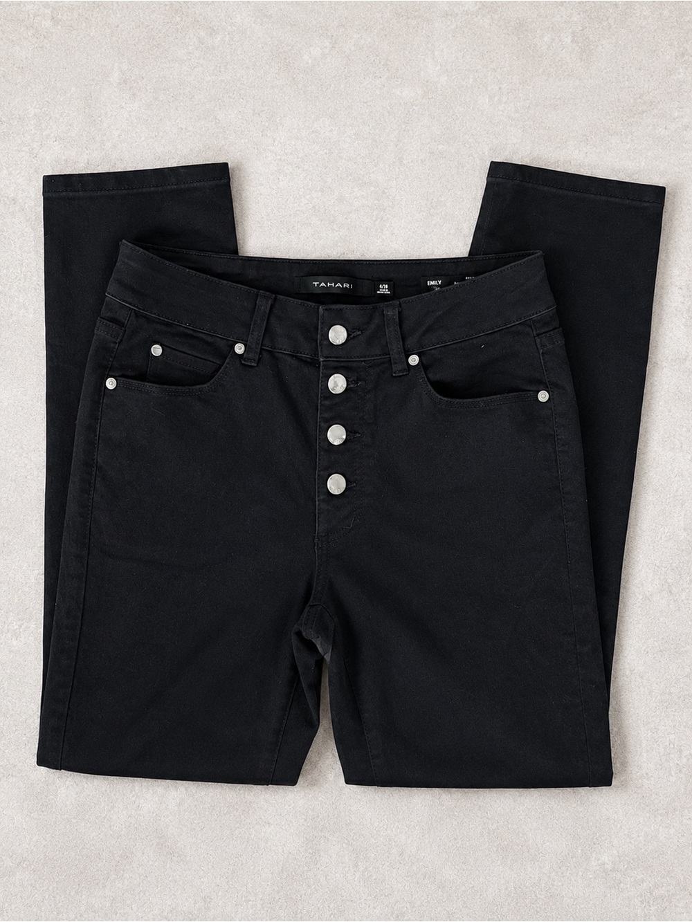 Tahari Emily Women’s Black Button Fly Capri Jeans Size 6/28